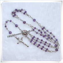 Catholic Amethyst Style Beads Rosary Miraculous Mary Cross Jesus (IO-cr202)